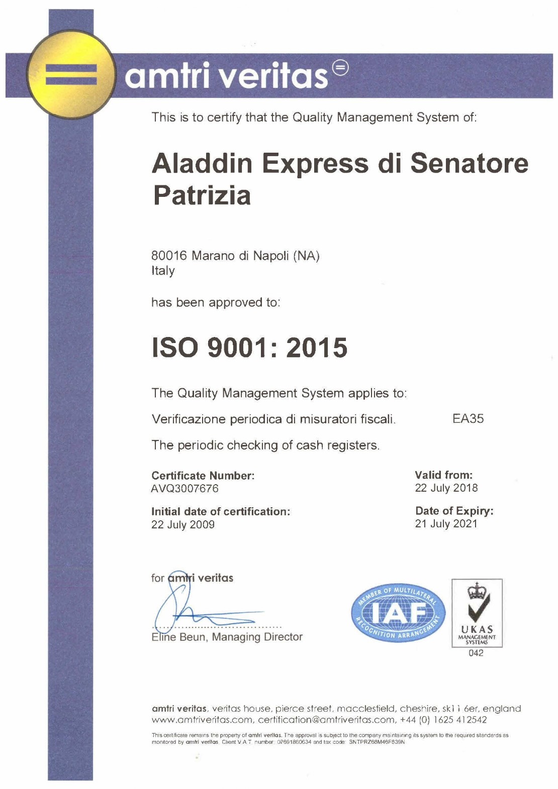 Certificato ISO 9000